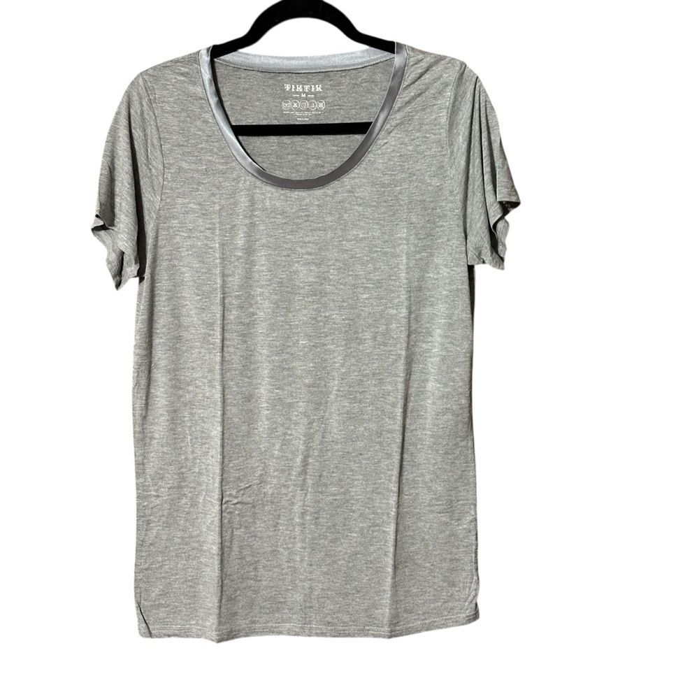Tik Tik Women’s Gray Ringer Neck Short Sleeve T-Shirt Size Medium